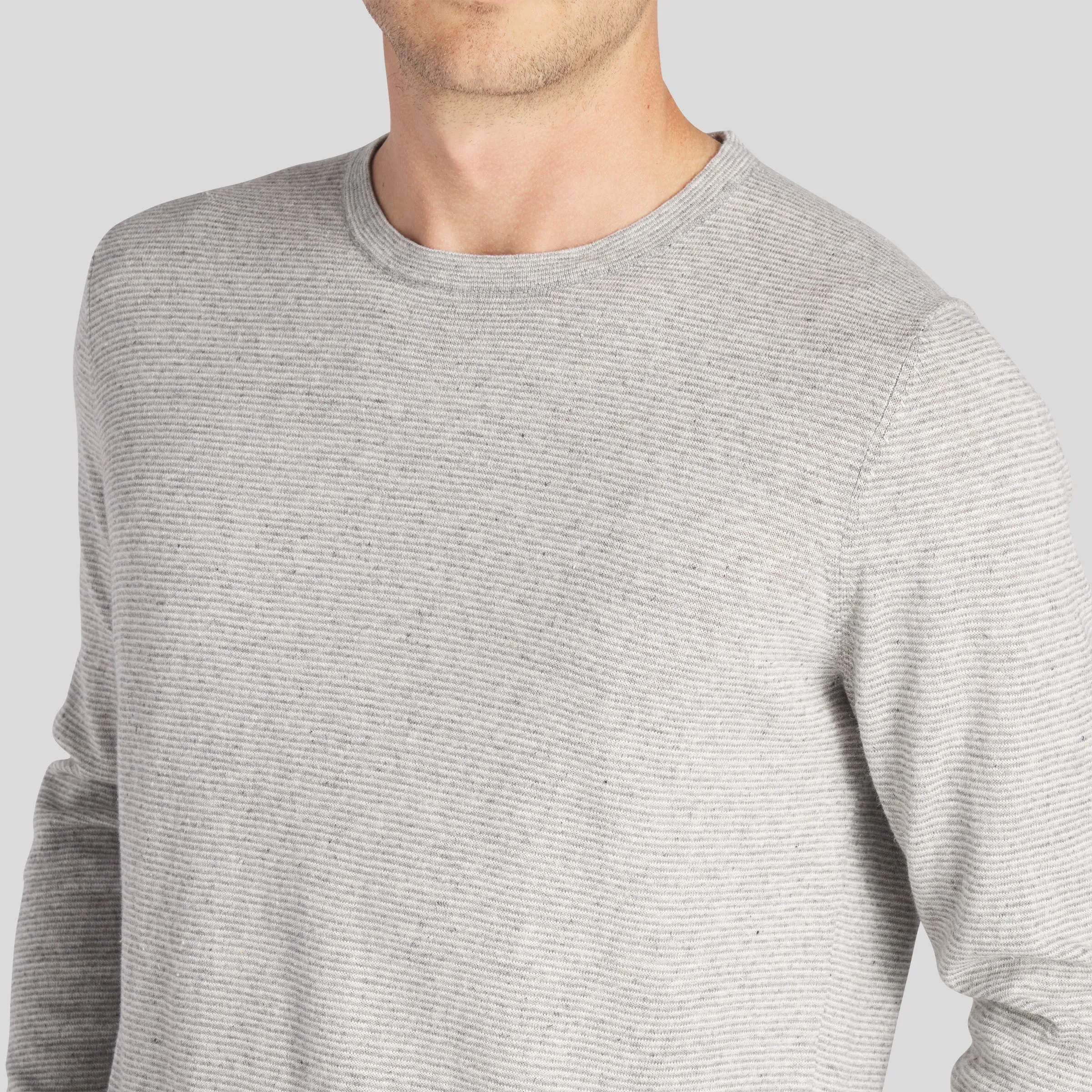 James Lightweight Crew Sweater - Gray Feeder Stripe