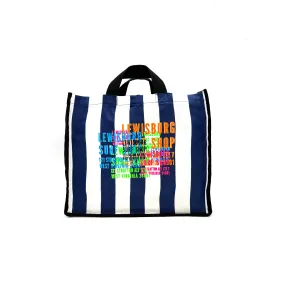 Keaton Tote Bag - Blue and White Stripe