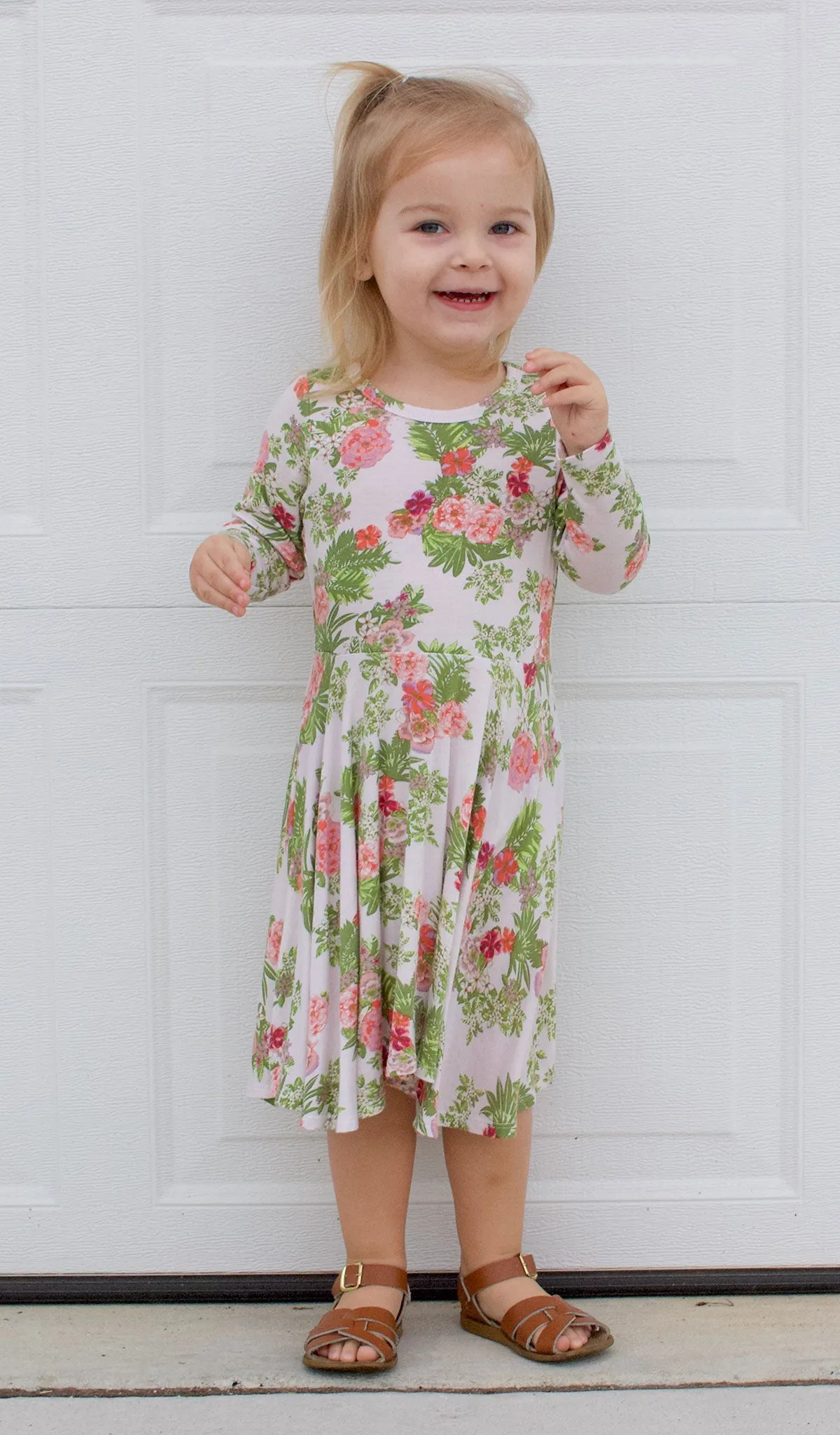 Kendyl Kids Twirly Dress - Beige Floral