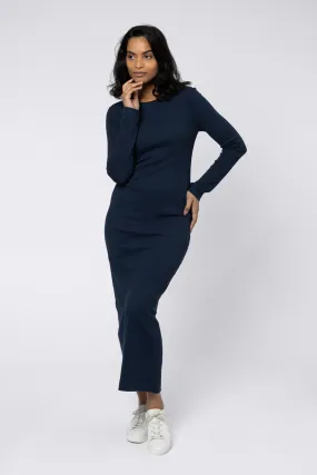 LIZZY RIB JERSEY DRESS (NAVY)