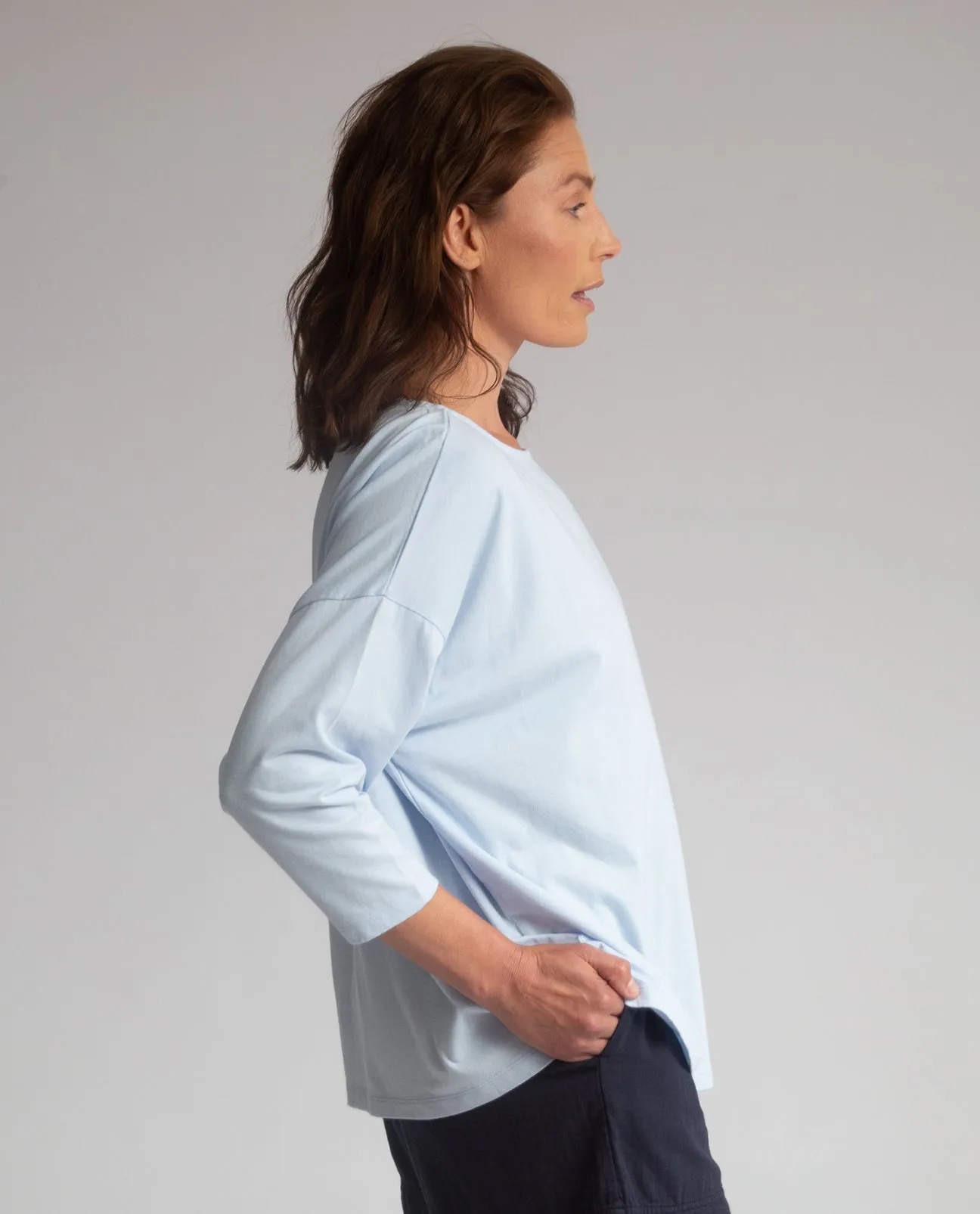 Mafalda Organic Cotton Top In Pale Blue