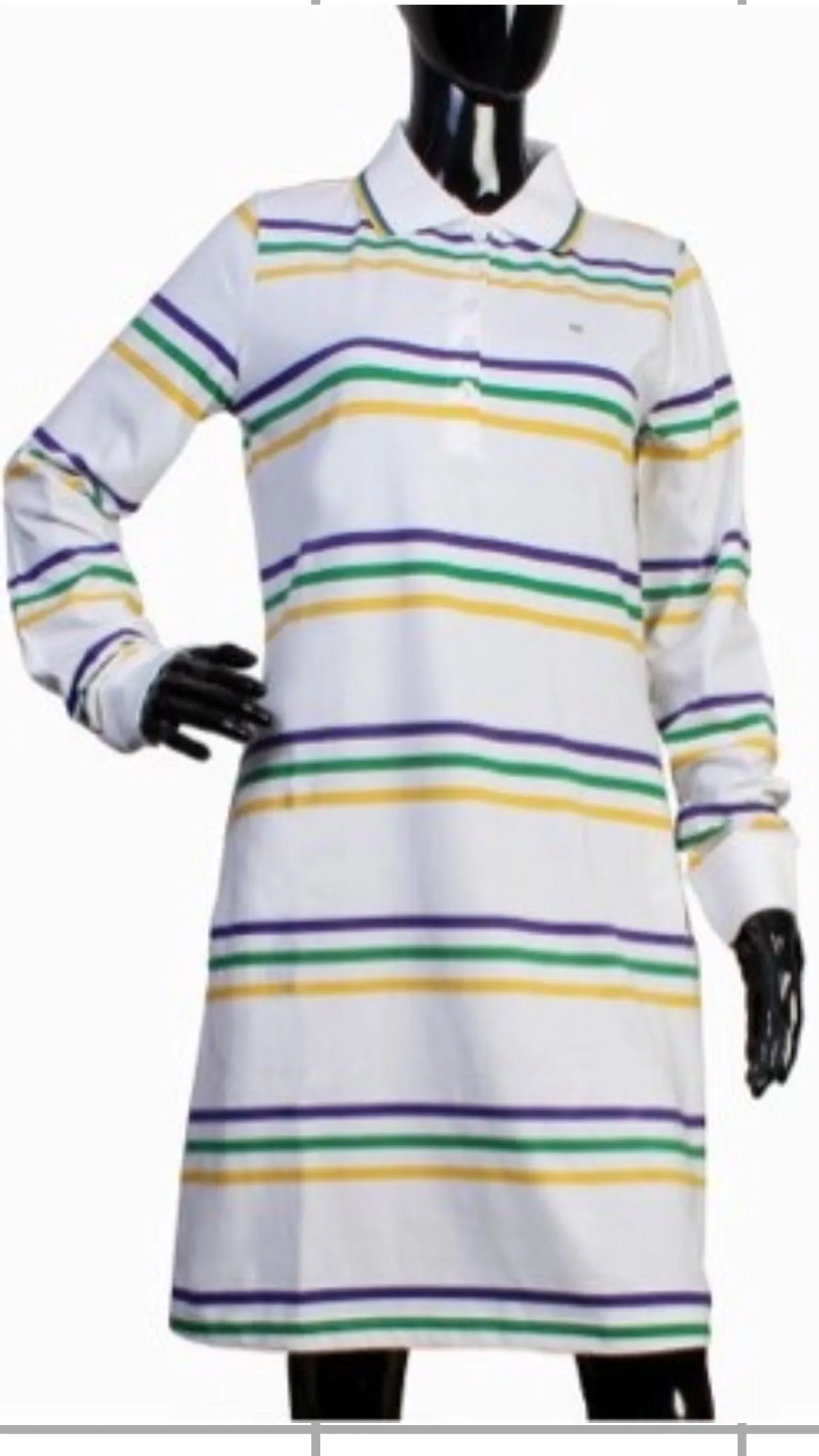 Mardi Gras Thin Striped Polo Shirt Dress