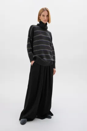 Marl Stripe Cashmere Roll Neck