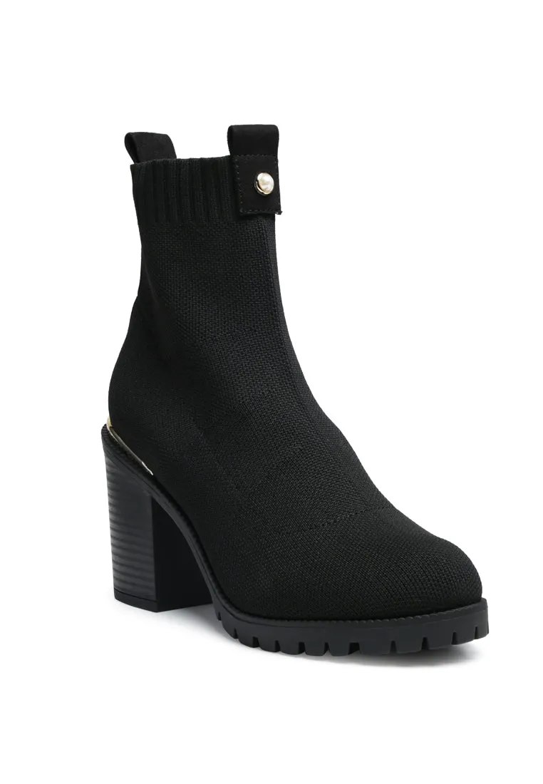 Medusa Knitted Block Heeled Ankle Boot