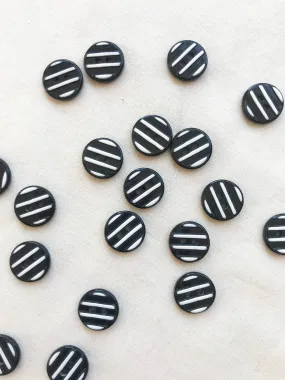 Per Dozen White Striped Black Designer Buttons