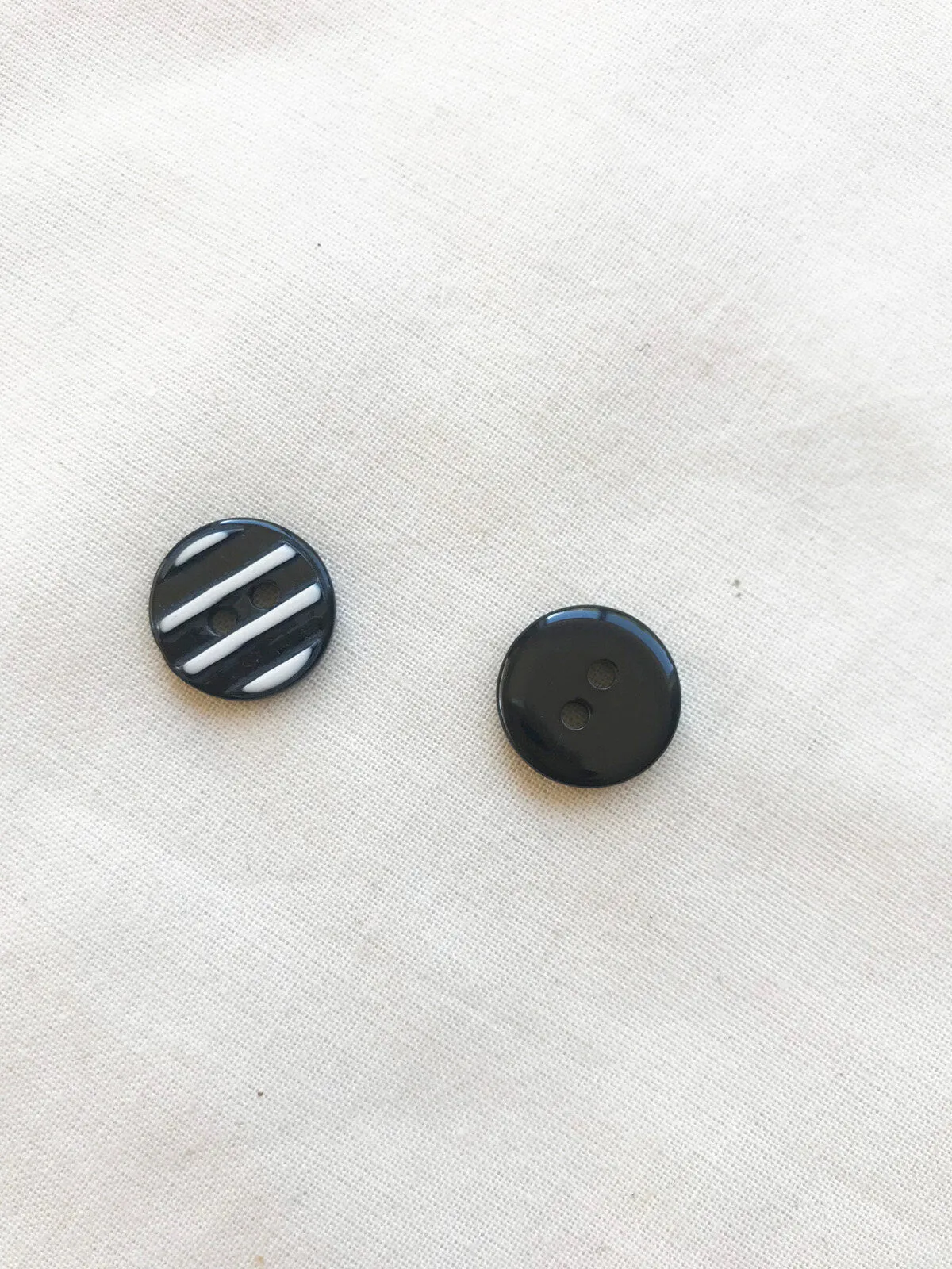 Per Dozen White Striped Black Designer Buttons