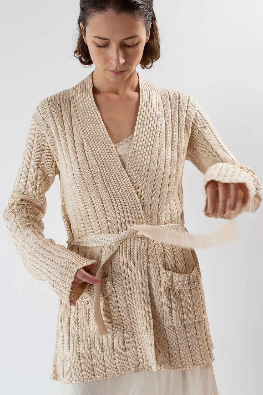 Pima Cotton Lounge Cardigan in Natural