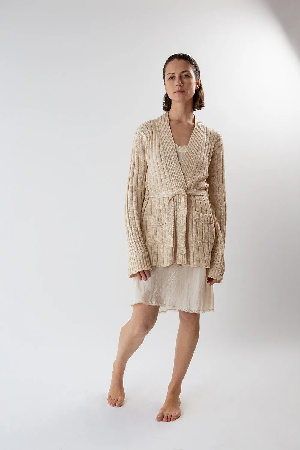 Pima Cotton Lounge Cardigan in Natural