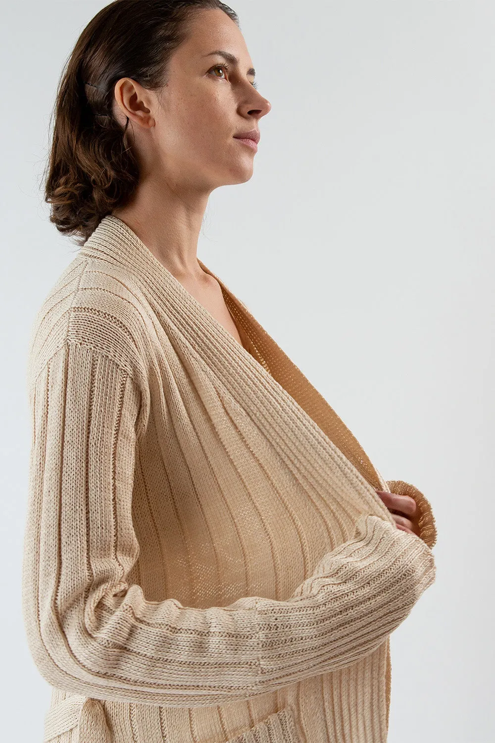 Pima Cotton Lounge Cardigan in Natural