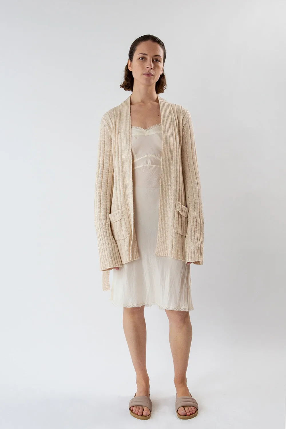 Pima Cotton Lounge Cardigan in Natural