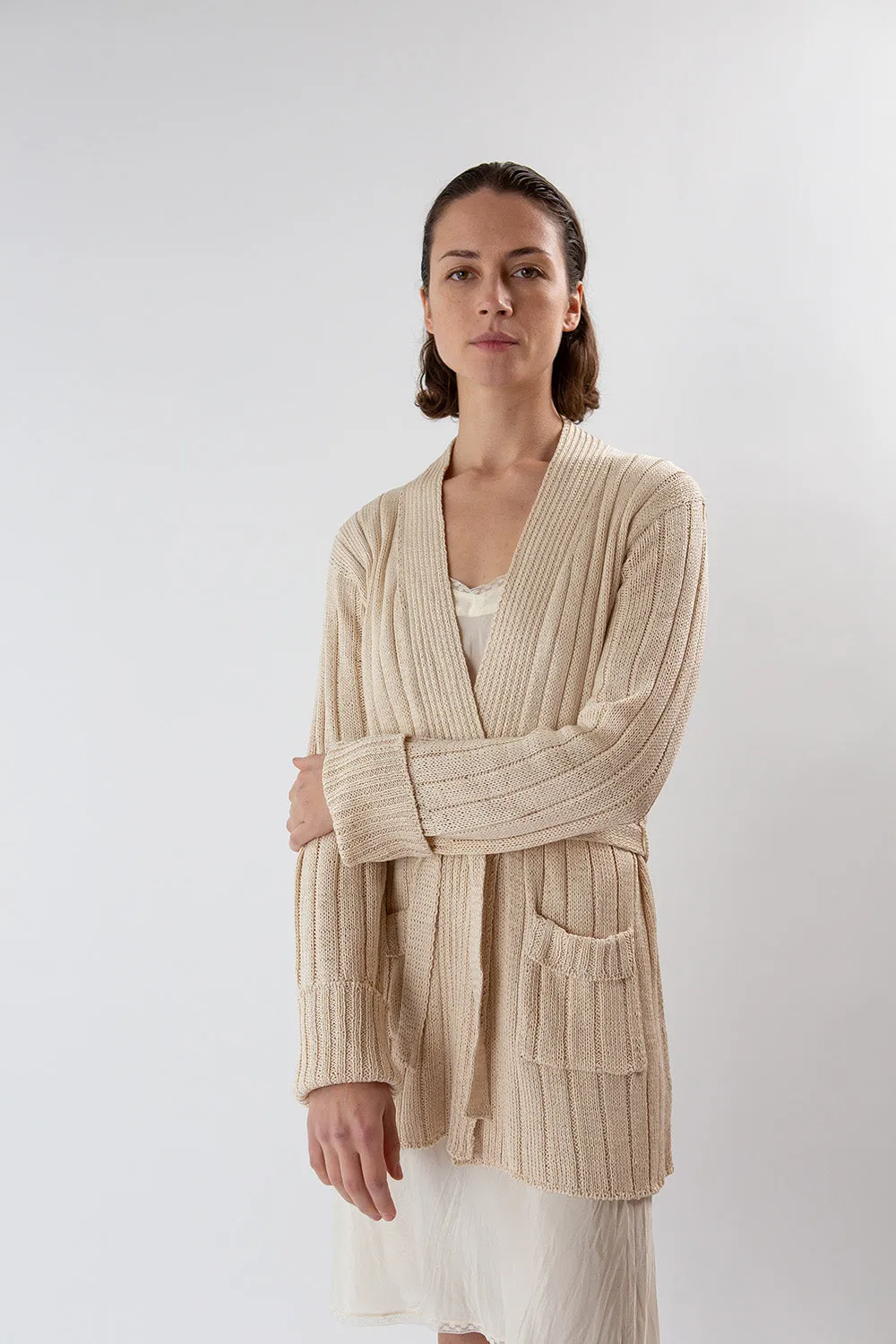 Pima Cotton Lounge Cardigan in Natural