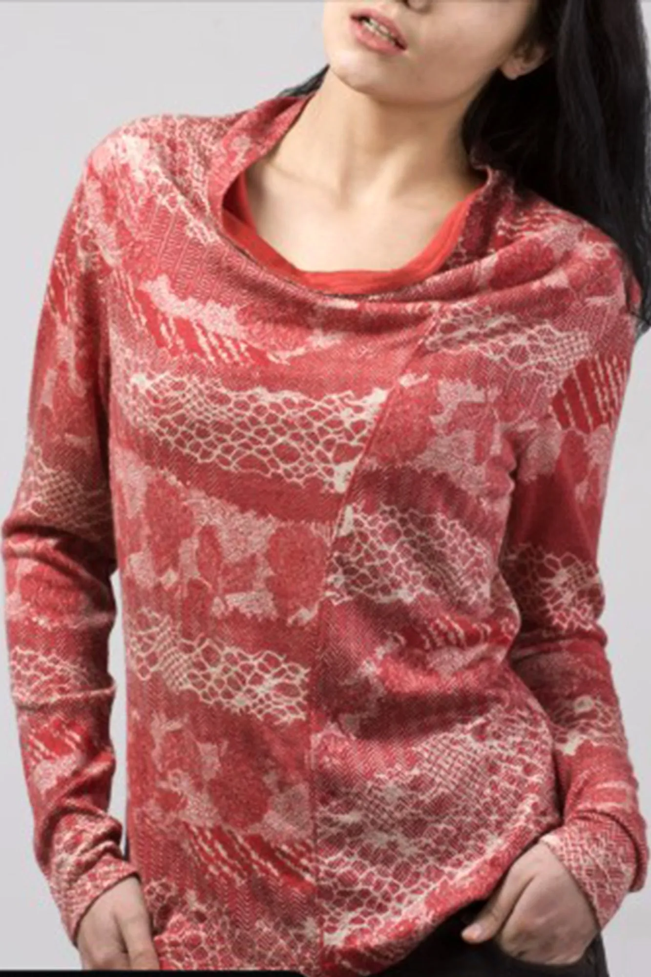 Red Contemporary Cashmere Silk Sweater