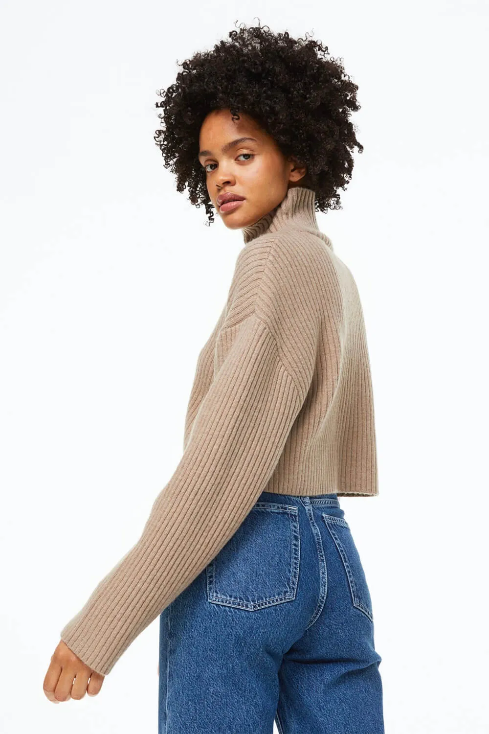 Ribbed Mock Turtleneck Sweater