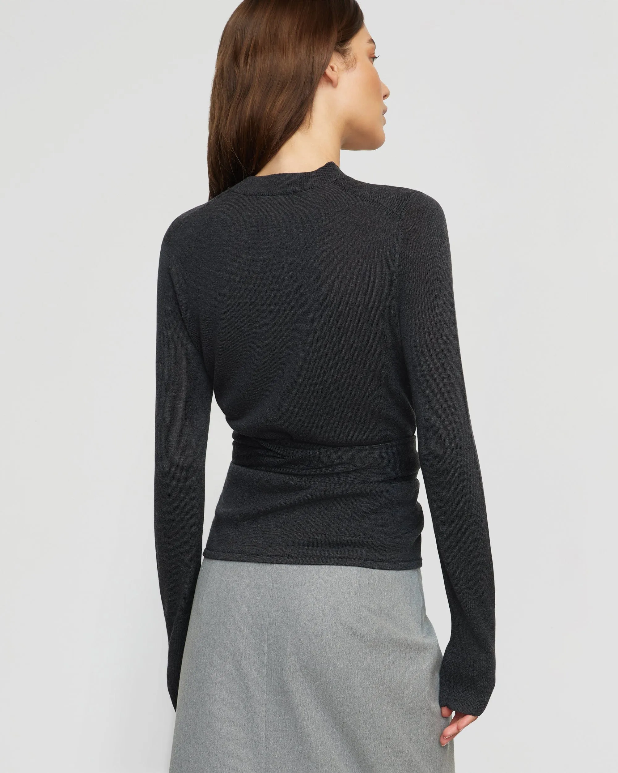 Robin Tie-Front Tencel-Wool Sweater