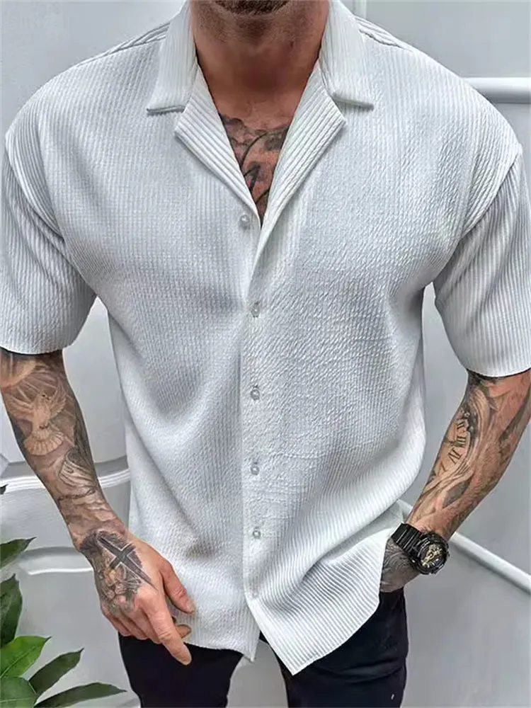 Solid Short Sleeve Casual Men's Cardigan