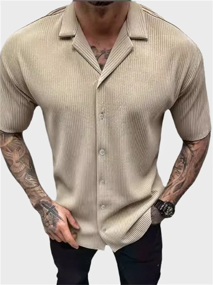 Solid Short Sleeve Casual Men's Cardigan