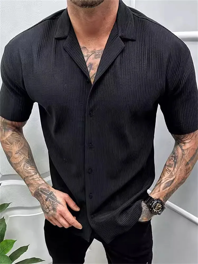 Solid Short Sleeve Casual Men's Cardigan