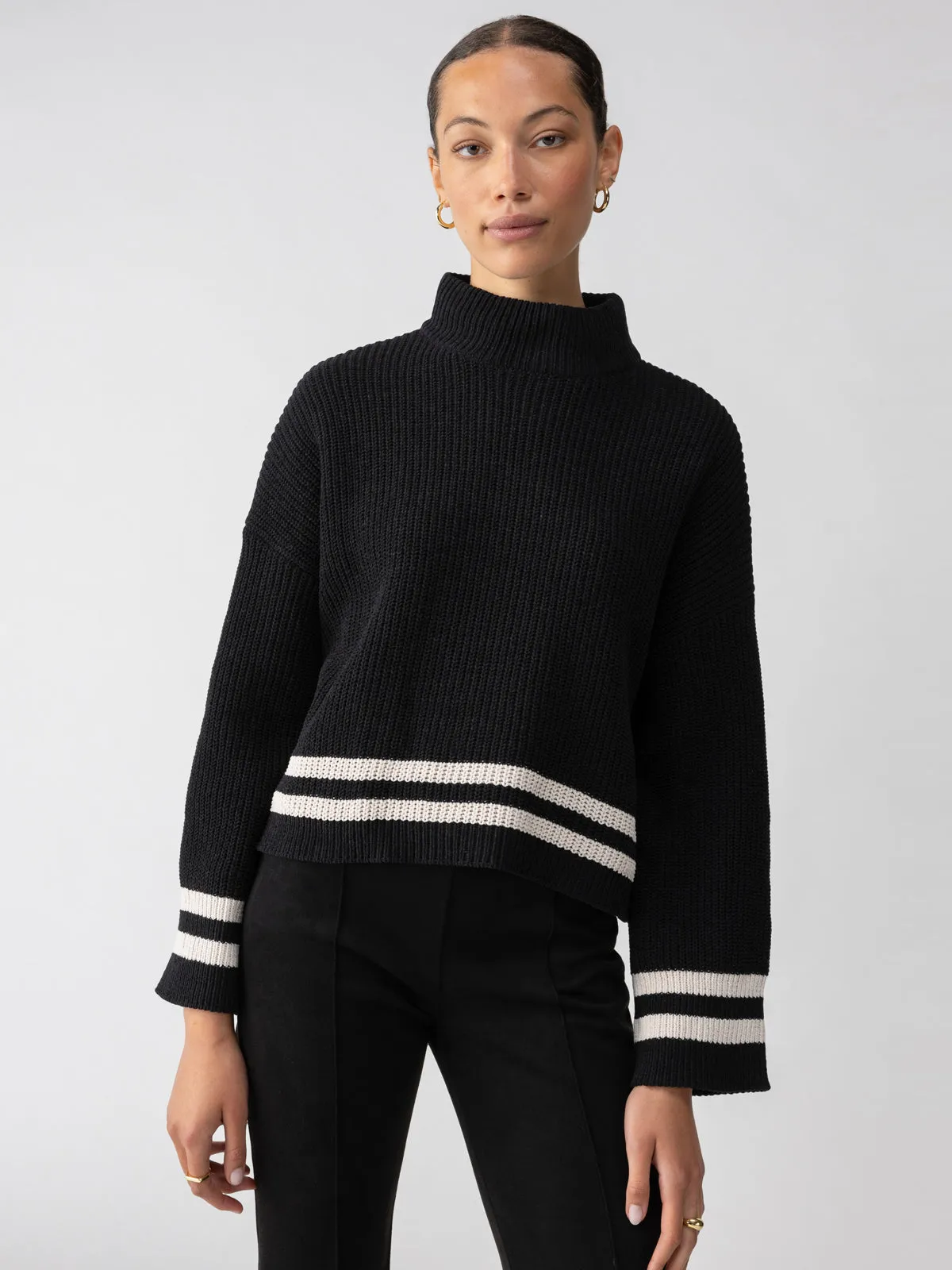 Stay Cozy Sweater Black Toasted Stripe