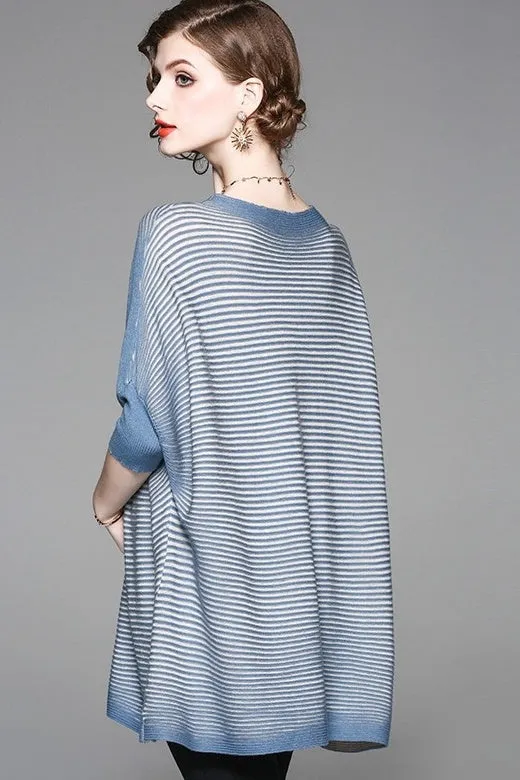 Striped Dolman Sleeve Wool Sweater