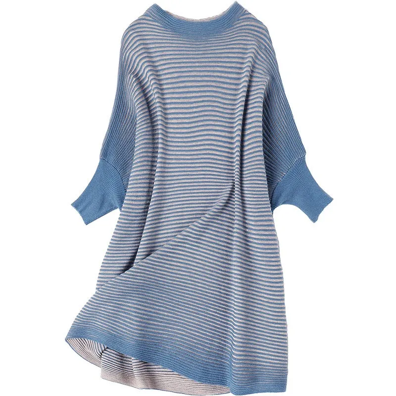 Striped Dolman Sleeve Wool Sweater