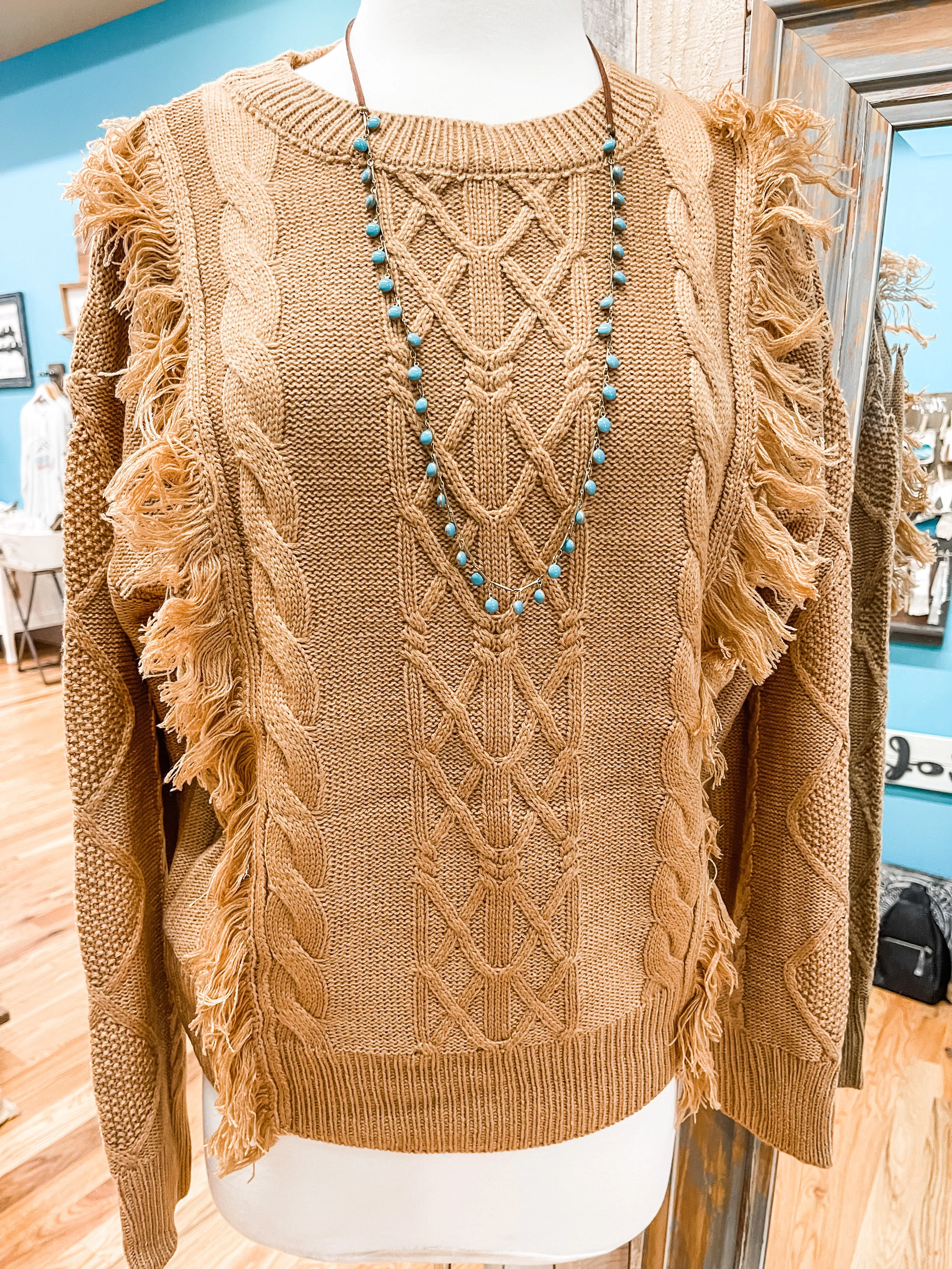 Sweet Chestnut Fringe Sweater