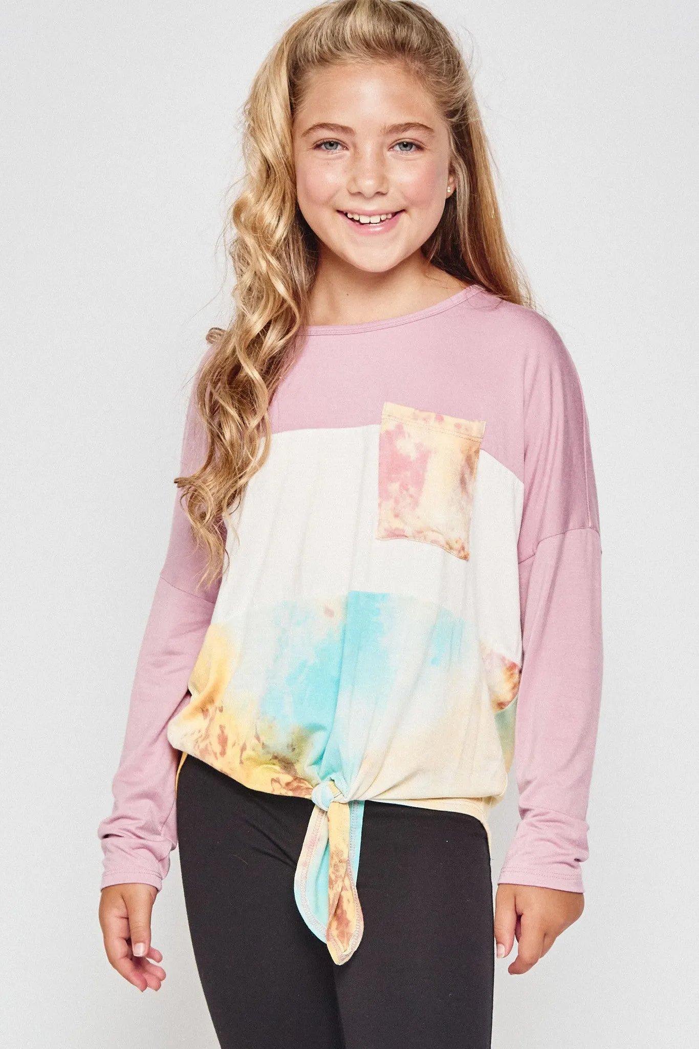 Tie Dye Color Block Tie Top