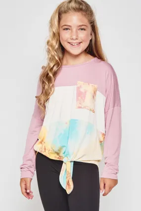 Tie Dye Color Block Tie Top