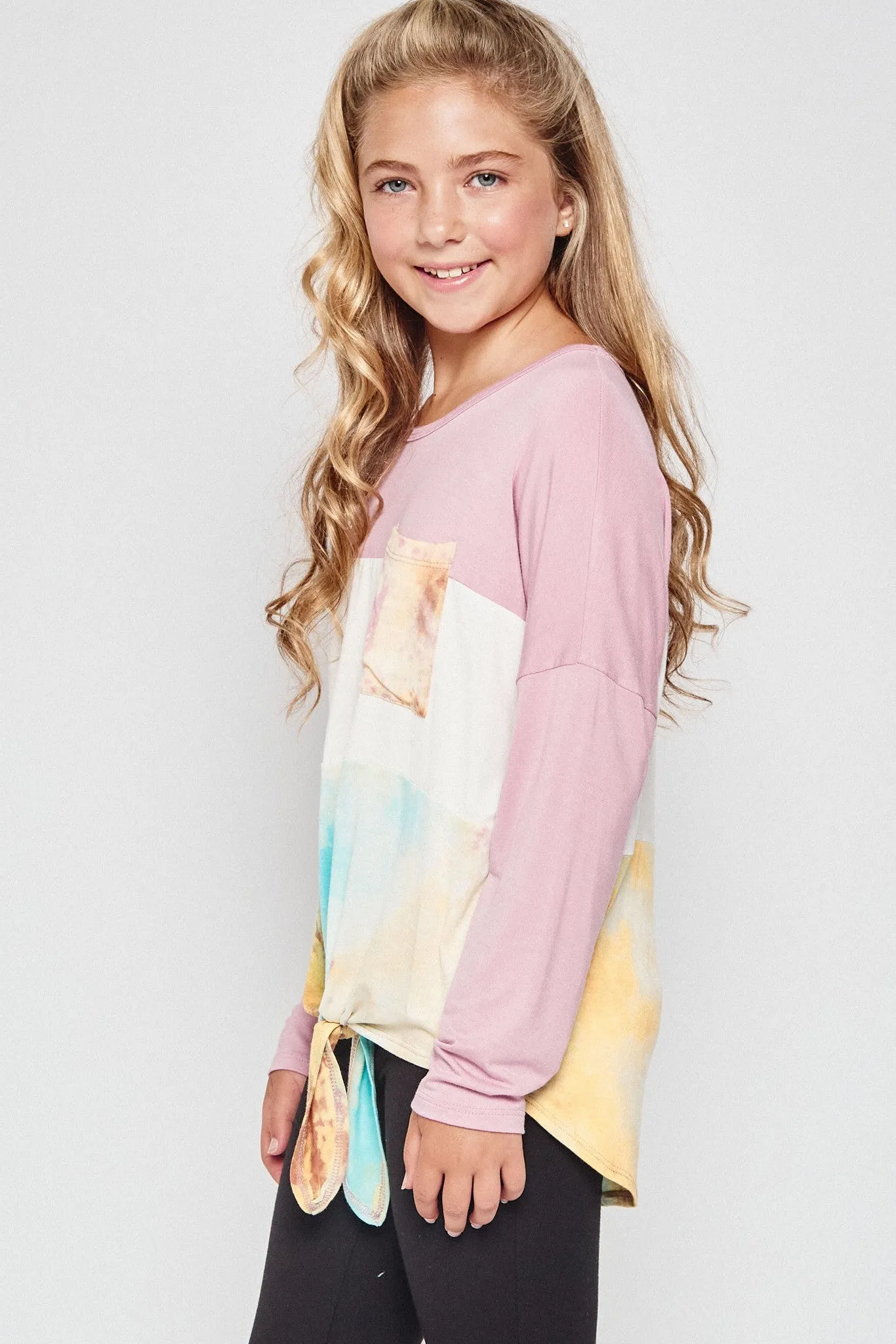 Tie Dye Color Block Tie Top