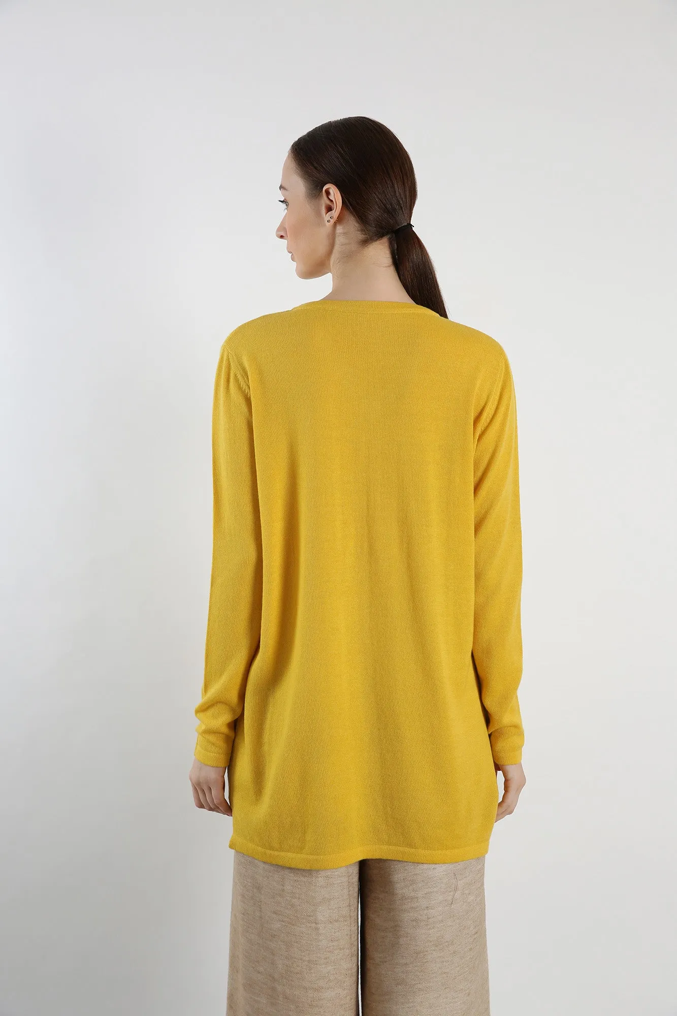 V-Neck Pure Cashmere sweater - Yellow