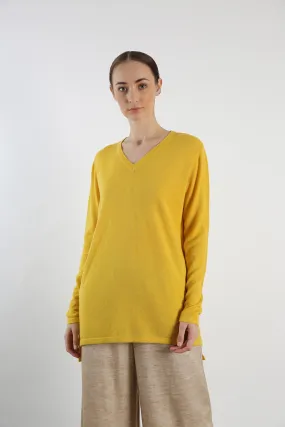 V-Neck Pure Cashmere sweater - Yellow