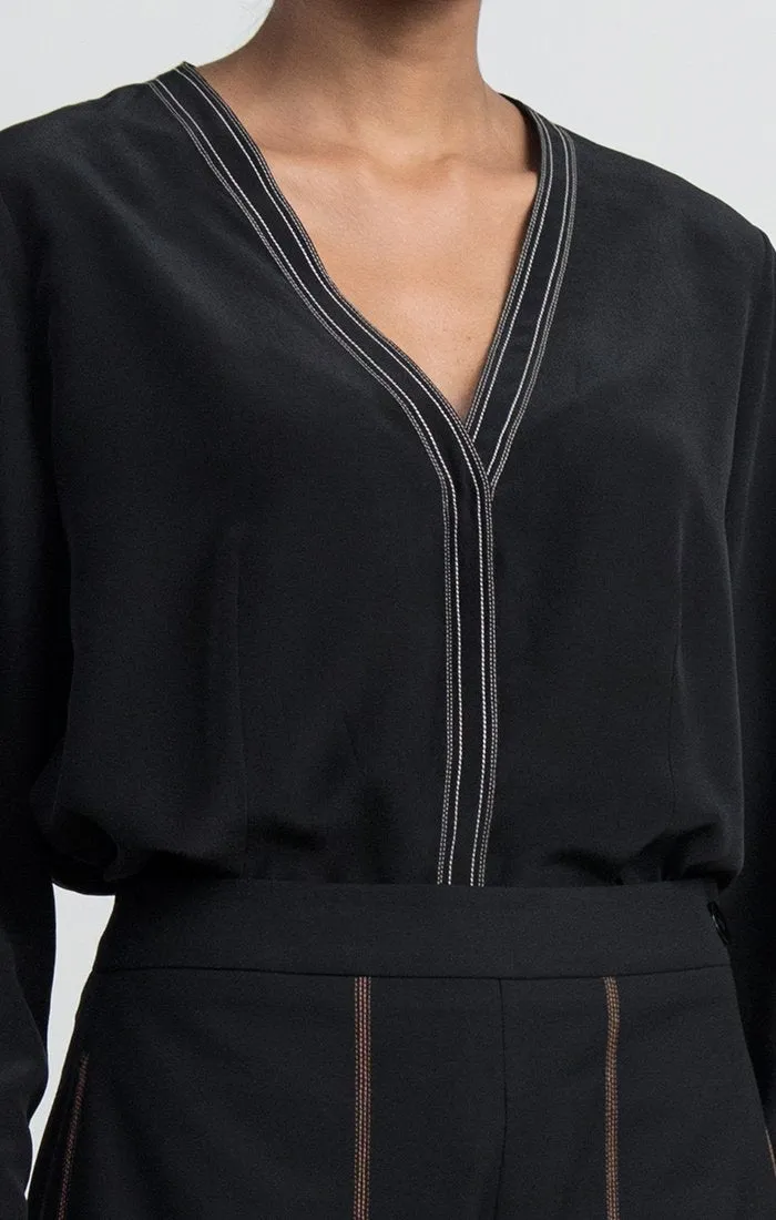 V Neck Silk Blouse