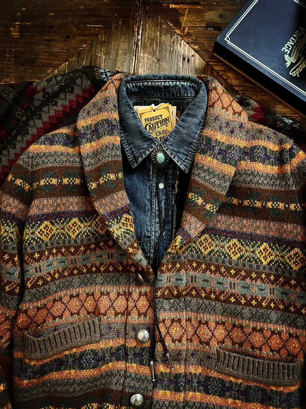 Vintage Pattern Wool Shawl Collar Cardigans