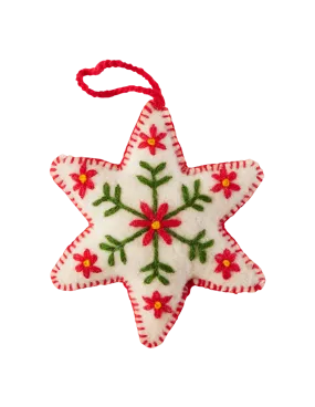 White Star Embroidered Wool Ornament