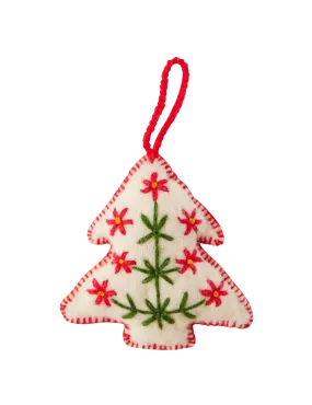 White Tree Embroidered Wool Ornament