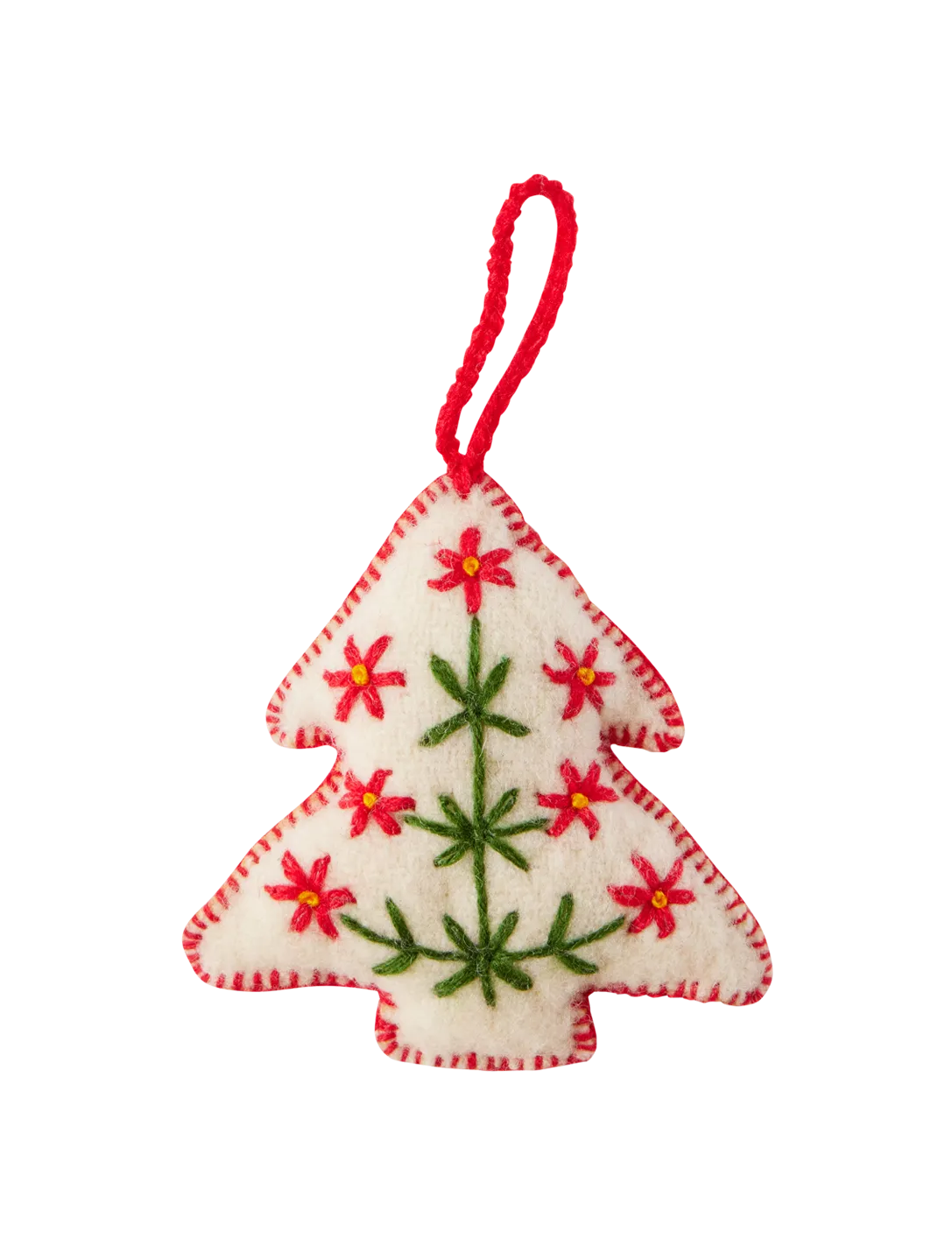 White Tree Embroidered Wool Ornament